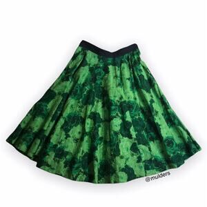 Anthropologie Edme & Esyllte green rose floral print a-line skirt size 0